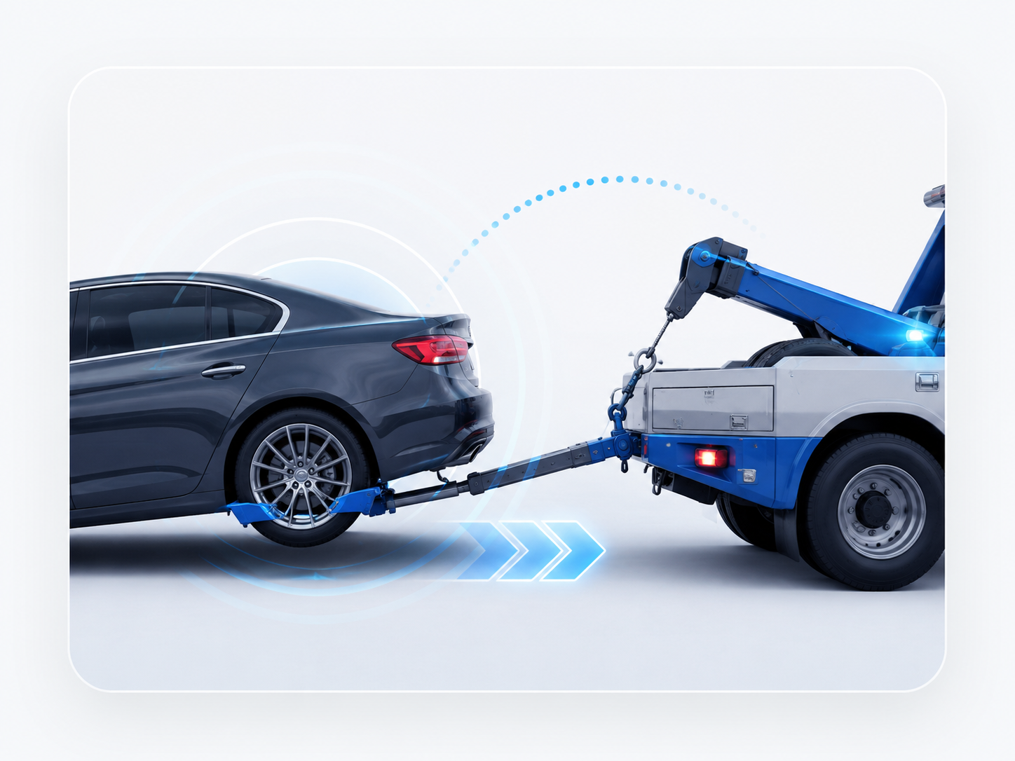 Vehicle being moved by a tow truck